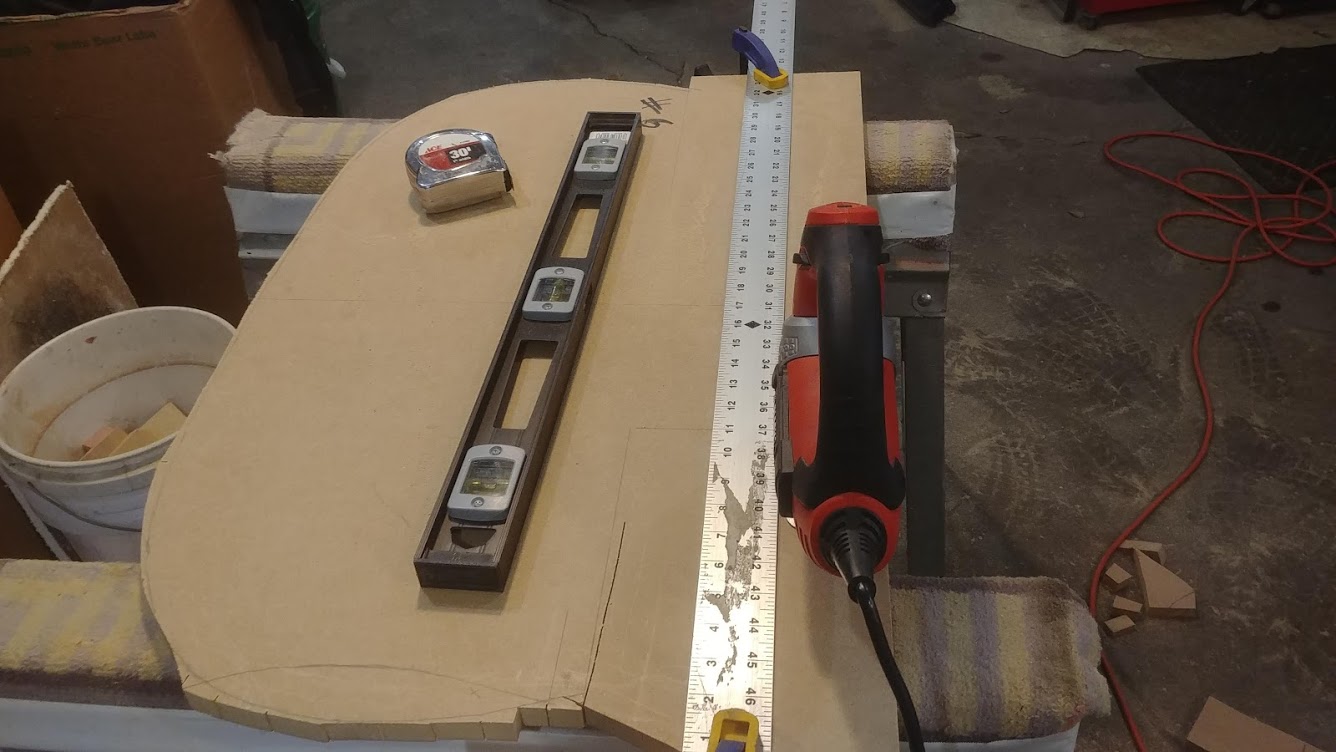 Picture of a mold station part way through being cut out with the jigsaw.